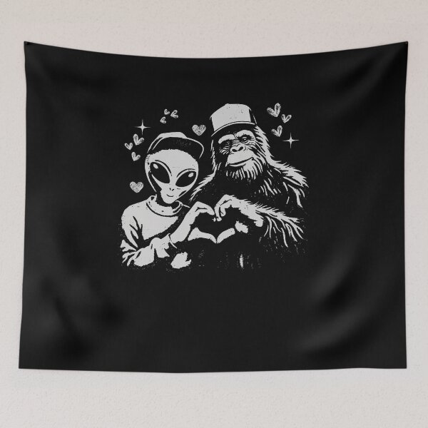 Item preview, Funny Alien Bigfoot Valentine Quirky Cryptid Love Artwork designed and sold by DoraBlanche.