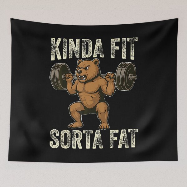 Item preview, Kinda Fit Sorta Fat Bear Weightlifting Workout Gym Merch designed and sold by FlorenceNorma.