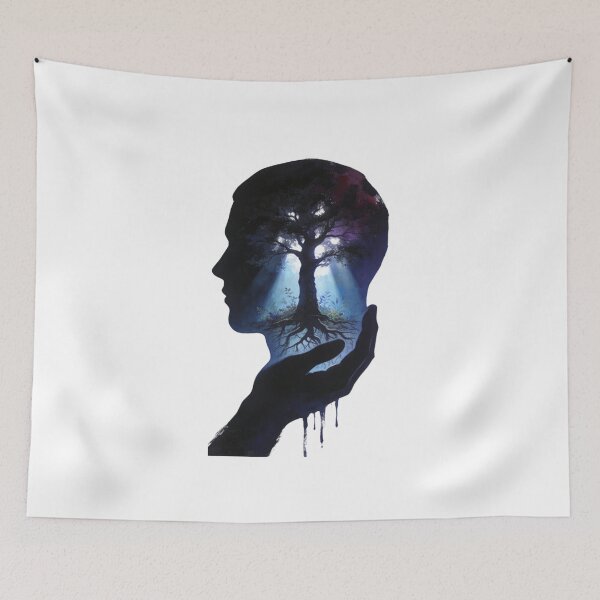 Item preview, Surreal Human Mind Silhouette Tree Artwork – Dark Symbolic Mental Health Design designed and sold by Zippy Creation.