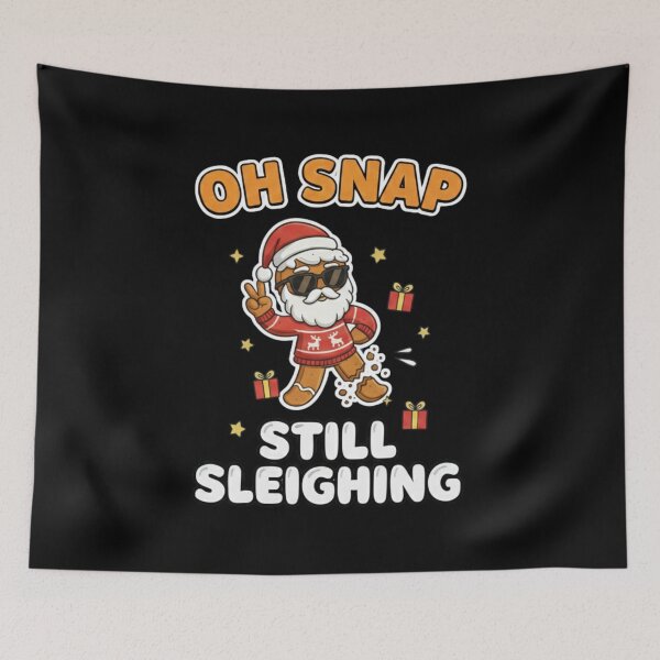 Item preview, Funny gingerbread shirt Oh Snap Still Sleighing T-Shirt, cool Christmas joke gift, festive cartoon cookie graphic tee designed and sold by Kukiishop.