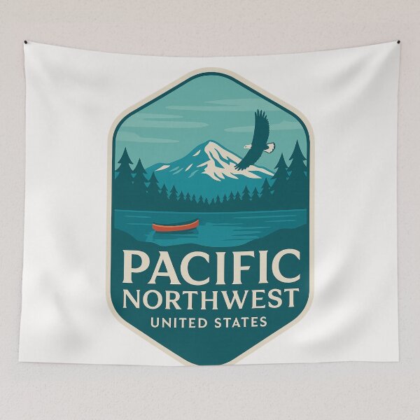 Item preview,  Pacific Northwest with Mount Rainier and Bald Eagle designed and sold by Places On Earth.