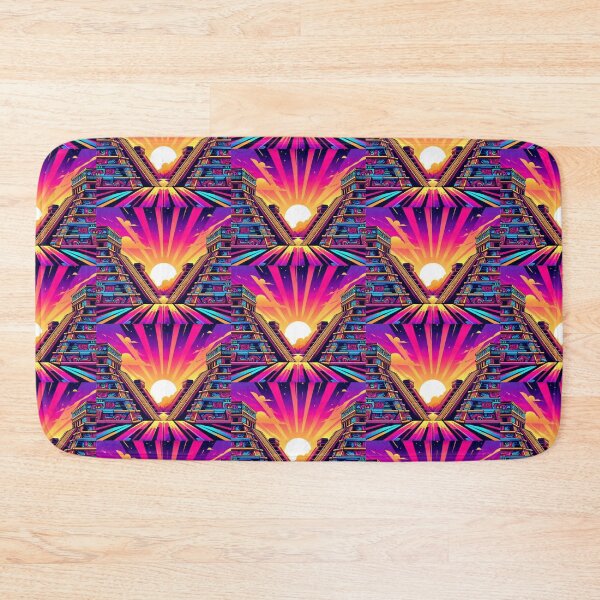 Item preview, Neon Mesoamerican Pyramid Sunset – Futuristic Ancient Vibes designed and sold by Dogandesighn.