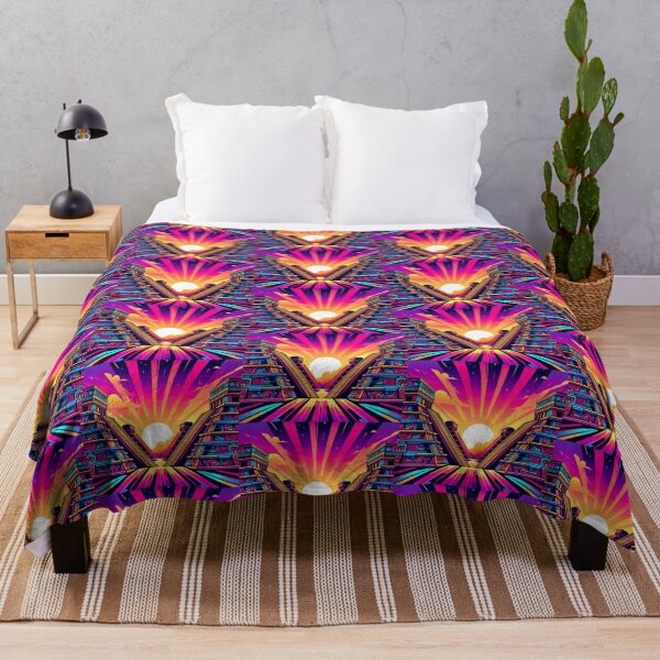 Item preview, Neon Mesoamerican Pyramid Sunset – Futuristic Ancient Vibes designed and sold by Dogandesighn.