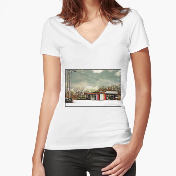 I-90 2-27-08 7:44 AM NEW YORK Fitted V-Neck T-Shirt