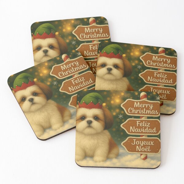 Item preview, Cute Shih Tzu Christmas Elf Art designed and sold by GivingJoy.