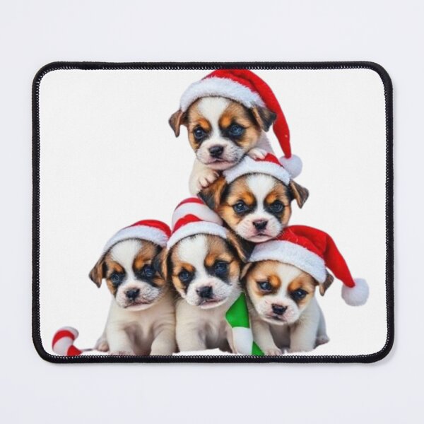 Item preview, Christmas Puppy Pyramid in Snow – Six Adorable Santa Puppies Stack designed and sold by BSL-STORE.