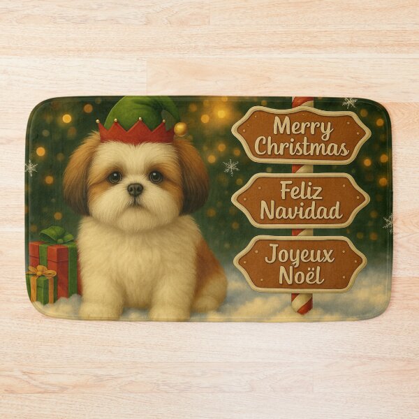 Item preview, Cute Shih Tzu Christmas Elf Art designed and sold by GivingJoy.