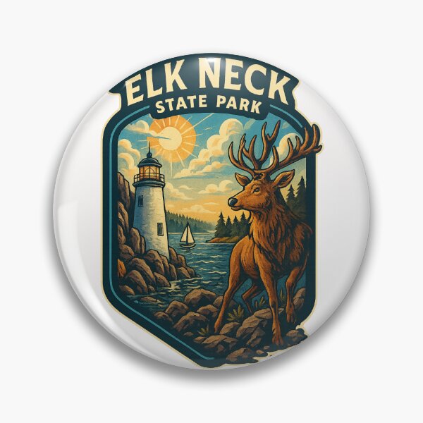 Artikelvorschau, Elk Neck State Park mit Leuchtturm und Elchen entworfen und verkauft von Places On Earth.