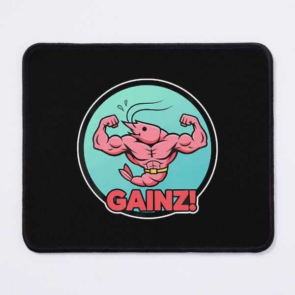 Item preview, Funny Shrimp Gains Gainz Gym Pun Bodybuilding Workout Humor designed and sold by OnaConnie.