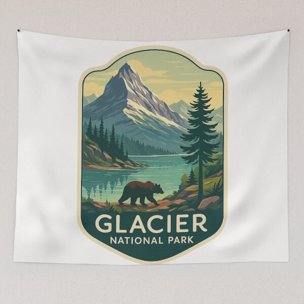 Item preview,  Glacier National Park Bear and Mountain Reflection designed and sold by Places On Earth.