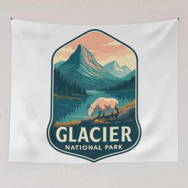 Item preview,  Mountain Goat in Glacier National Park Landscape designed and sold by Places On Earth.