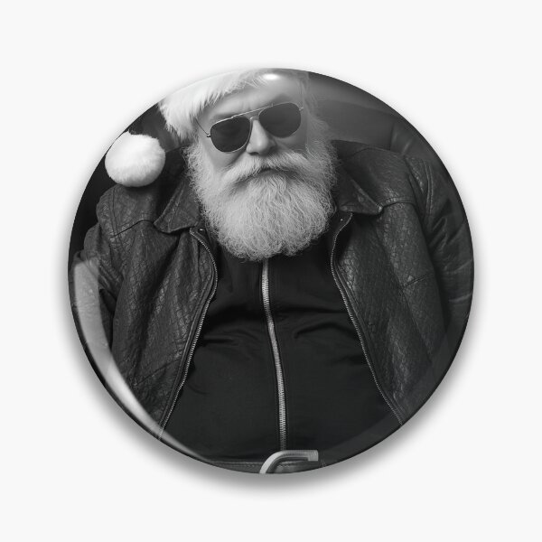 Item preview, Edgy Santa Claus Black & White Portrait – Stylish Holiday Man in Leather Jacket designed and sold by PixelVibe782.