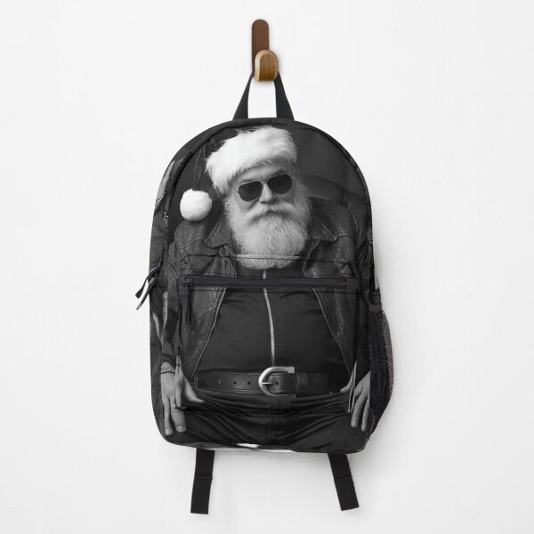 Item preview, Edgy Santa Claus Black & White Portrait – Stylish Holiday Man in Leather Jacket designed and sold by PixelVibe782.