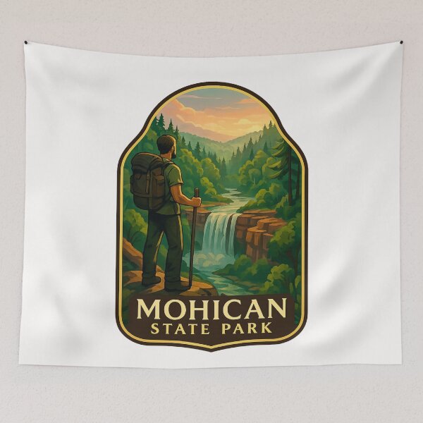 Item preview, Mohican State Park Hiker Overlooking Lyons Falls designed and sold by Places On Earth.