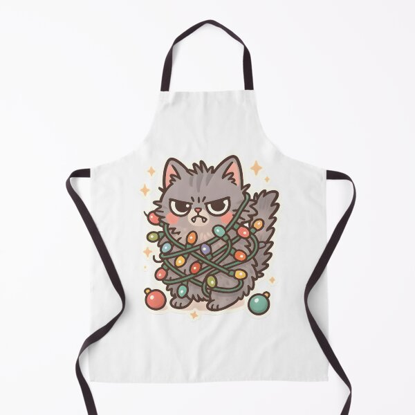 Item preview, Grumpy Christmas Vet Cat – Tangled Lights Trouble designed and sold by Bettybee00.