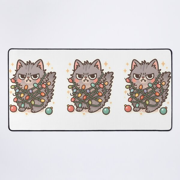Item preview, Grumpy Christmas Vet Cat – Tangled Lights Trouble designed and sold by Bettybee00.