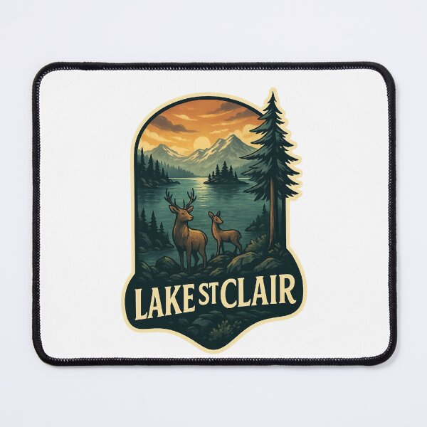 Item preview,  Lake St Clair Sunset with Deer and Mountains designed and sold by Places On Earth.