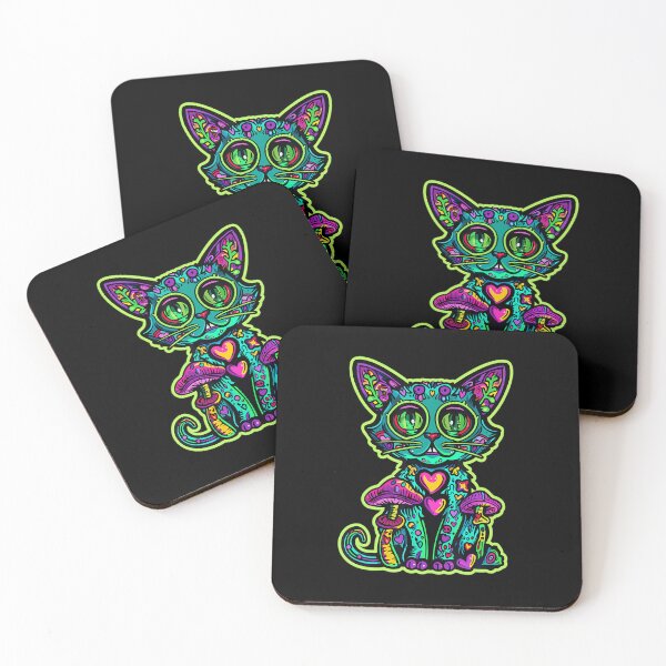 Item preview, Psychedelic Cat Mushroom Art Edm Rave designed and sold by MelanieMiram1.