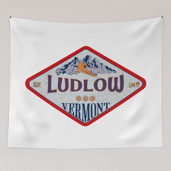 Item preview, Ludlow Ski Resort, Vermont, Vintage skiing badge design designed and sold by Wanderful-roads.