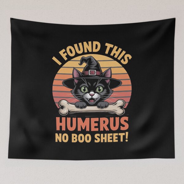 Item preview, I Found This Humerus No Boo Sheet - Cat Halloween designed and sold by DetroitMug.