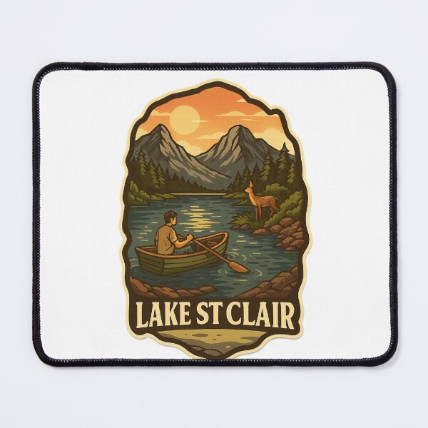 Item preview,  Canoeing at Lake St Clair with Mountain Backdrop designed and sold by Aryabek.