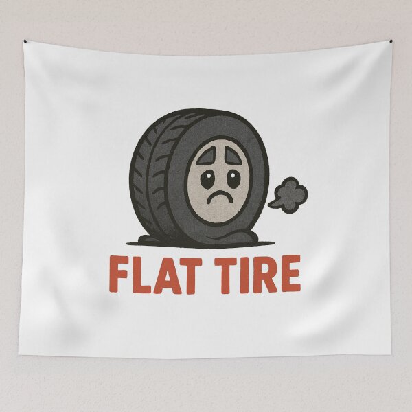 Item preview, Sad Flat Tire Illustration designed and sold by PopPizzazz.