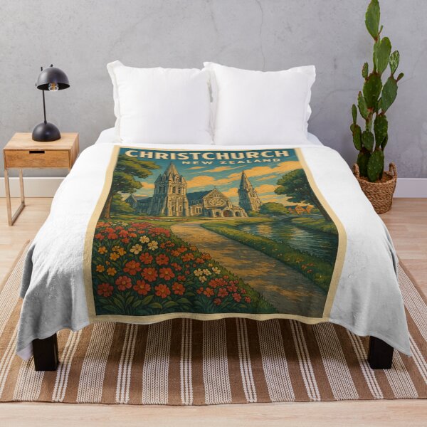 Item preview,  Christchurch Cathedral and Avon River in New Zealand designed and sold by Aryabek.