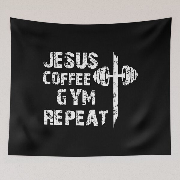 Item preview, Jesus Coffee Gym Christian Workout Weightlifting Fitness designed and sold by SharronDawn.