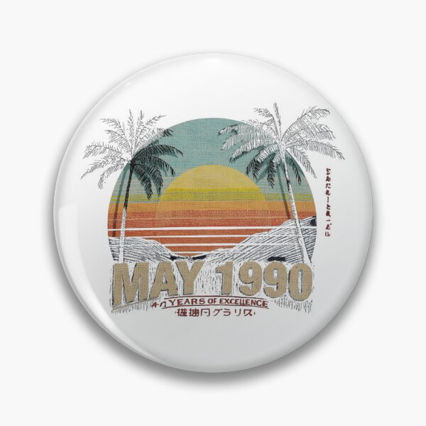 Item preview, Vintage retro sunset with palm trees and textured 90s style. Perfect for anyone born in May 1990. Great design for shirts, stickers and aesthetic gifts. Tap to shop on Redbubble designed and sold by No Heaven.