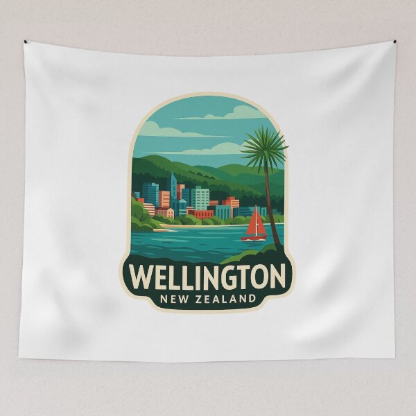 Item preview,  Waterfront and Skyline of Wellington, New Zealand designed and sold by Aryabek.