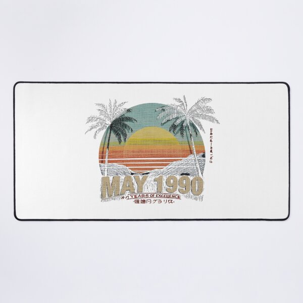 Item preview, Vintage retro sunset with palm trees and textured 90s style. Perfect for anyone born in May 1990. Great design for shirts, stickers and aesthetic gifts. Tap to shop on Redbubble designed and sold by No Heaven.