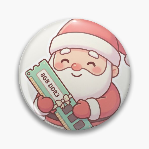 Item preview, Kawaii Santa Holding 8GB DDR3 RAM – Cute Tech Christmas Sticker designed and sold by MuseAI.
