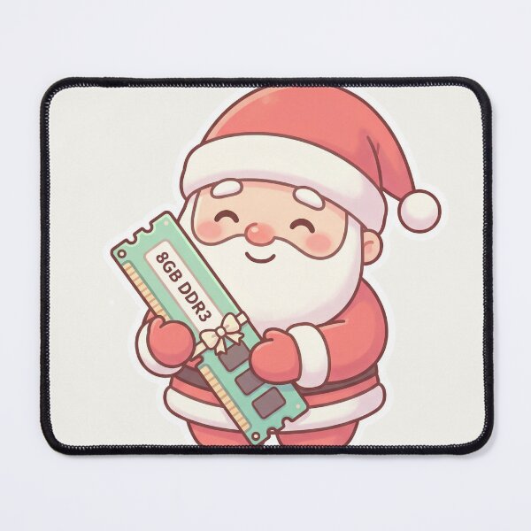 Item preview, Kawaii Santa Holding 8GB DDR3 RAM – Cute Tech Christmas Sticker designed and sold by MuseAI.