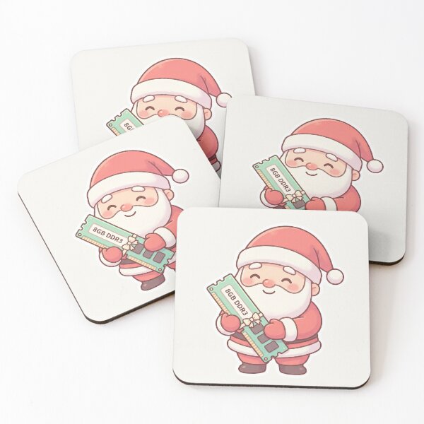 Item preview, Kawaii Santa Holding 8GB DDR3 RAM – Cute Tech Christmas Sticker designed and sold by MuseAI.