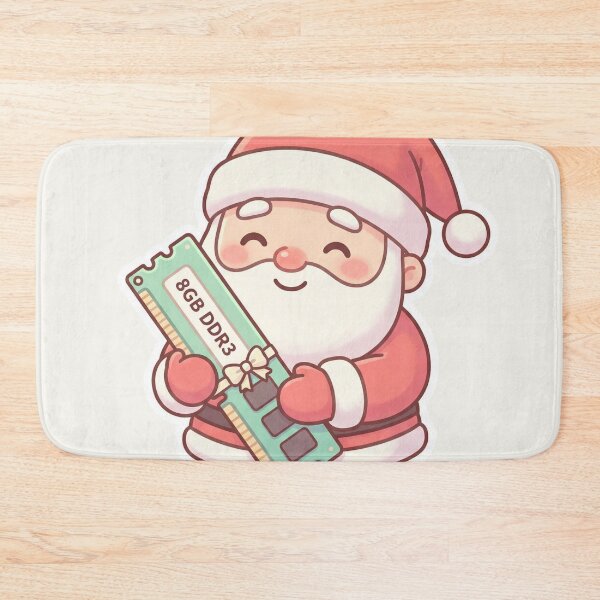 Item preview, Kawaii Santa Holding 8GB DDR3 RAM – Cute Tech Christmas Sticker designed and sold by MuseAI.
