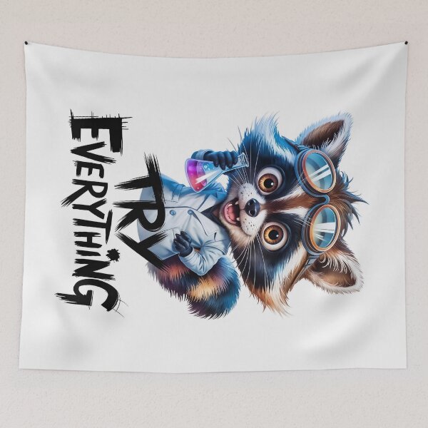 Item preview, Raccoon Scientist - Try Everything, Genius Mind designed and sold by SolaoLab.