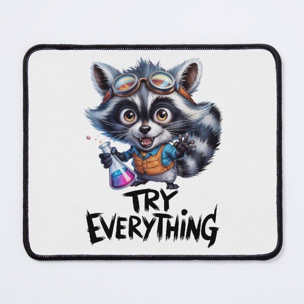 Item preview, Cute Raccoon Scientist - Try Everything, Genius Mind designed and sold by SolaoLab.