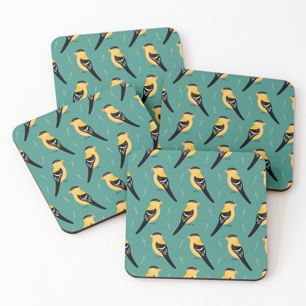 Item preview, American goldfinches on blue designed and sold by reneesillus.
