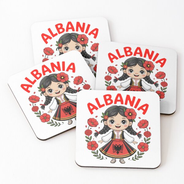 Item preview, Albanian Girl in Traditional Dress with Eagle Symbol Kids designed and sold by NUMAcreations.