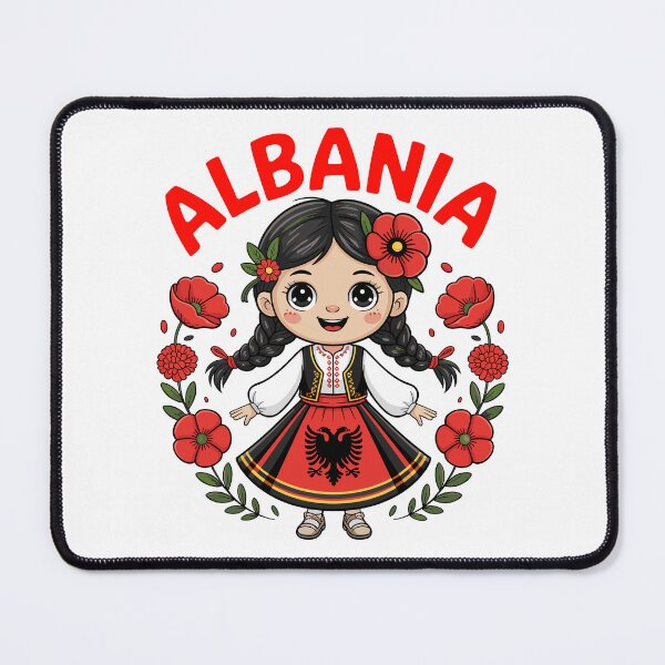 Item preview, Albanian Girl in Traditional Dress with Eagle Symbol Kids designed and sold by NUMAcreations.