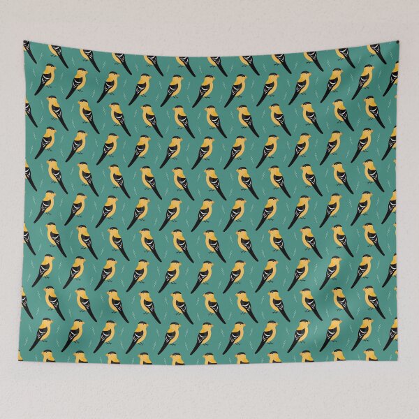 Item preview, American goldfinches on blue designed and sold by reneesillus.