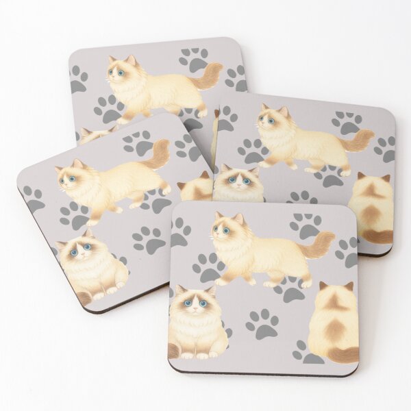 Item preview, Three Rag Doll Cats with Paw Prints Illustratio designed and sold by Monchatra.