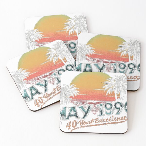 Item preview, Vintage retro sunset with palm trees and textured 90s style. Perfect for anyone born in May 1990. Great design for shirts, stickers and aesthetic gifts. Tap to shop on Redbubble!     designed and sold by No Heaven.