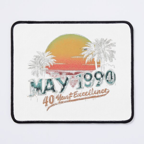 Item preview, Vintage retro sunset with palm trees and textured 90s style. Perfect for anyone born in May 1990. Great design for shirts, stickers and aesthetic gifts. Tap to shop on Redbubble! designed and sold by No Heaven.