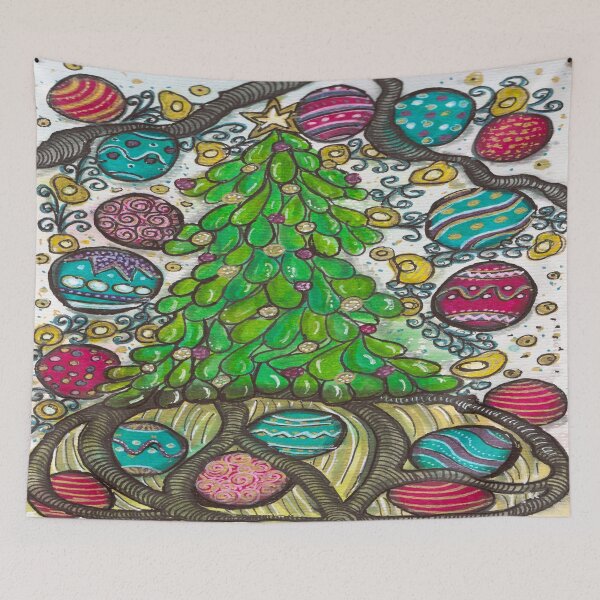 Item preview, Christmas Tree and Ornaments | Watercolor Reverse Coloring & Doodle Details designed and sold by ColorWander.