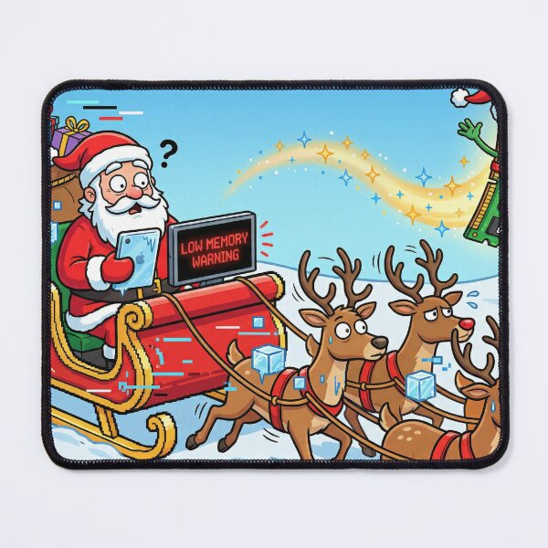 Item preview, Tech Santa Sleigh – Low Memory Warning Christmas Art (8GB DDR3 RAM Meme) designed and sold by MuseAI.