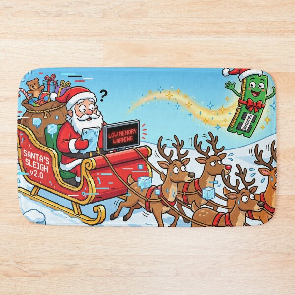 Item preview, Tech Santa Sleigh – Low Memory Warning Christmas Art (8GB DDR3 RAM Meme) designed and sold by MuseAI.