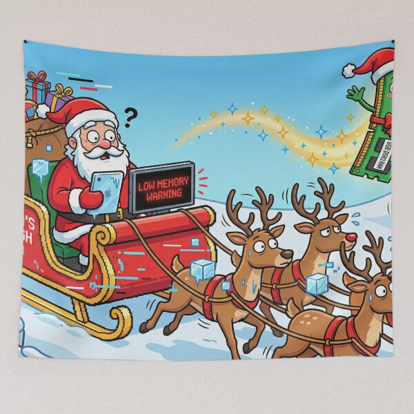 Item preview, Tech Santa Sleigh – Low Memory Warning Christmas Art (8GB DDR3 RAM Meme) designed and sold by MuseAI.
