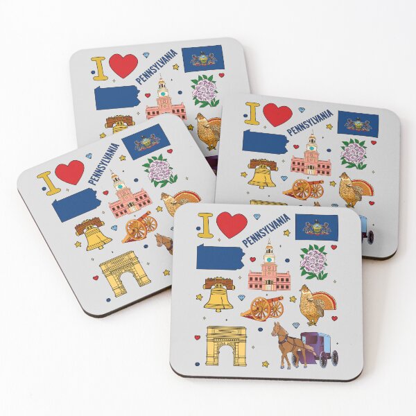 Item preview, I Love Pennsylvania, State Pride Vintage Map & Landmarks designed and sold by mashmosh.