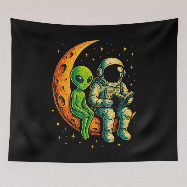 Item preview, Astronaut Reading Book To Alien Moon Space designed and sold by AdellBridgett.